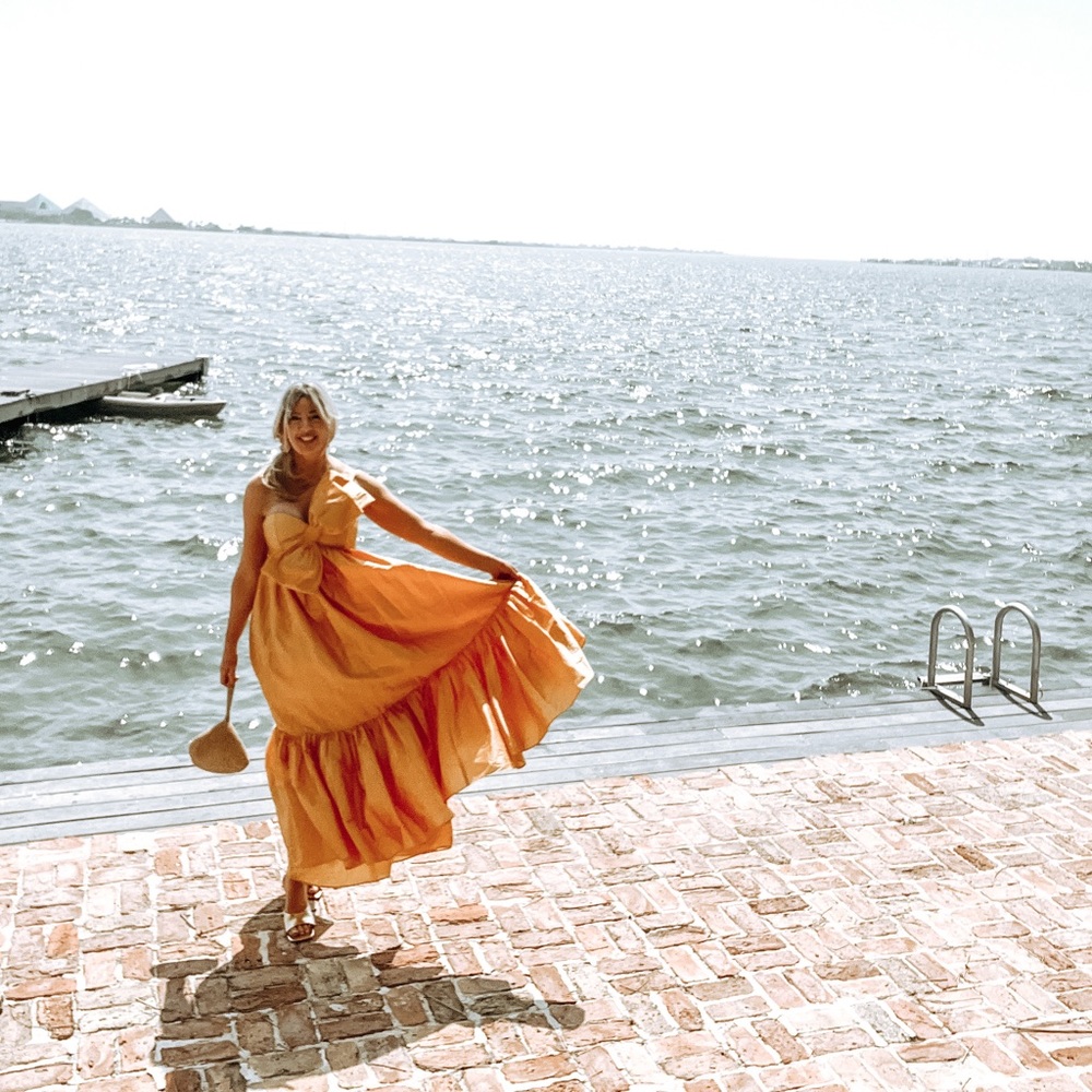 Atsu gold bow dress